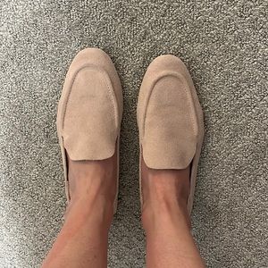 Pink suede target sandals